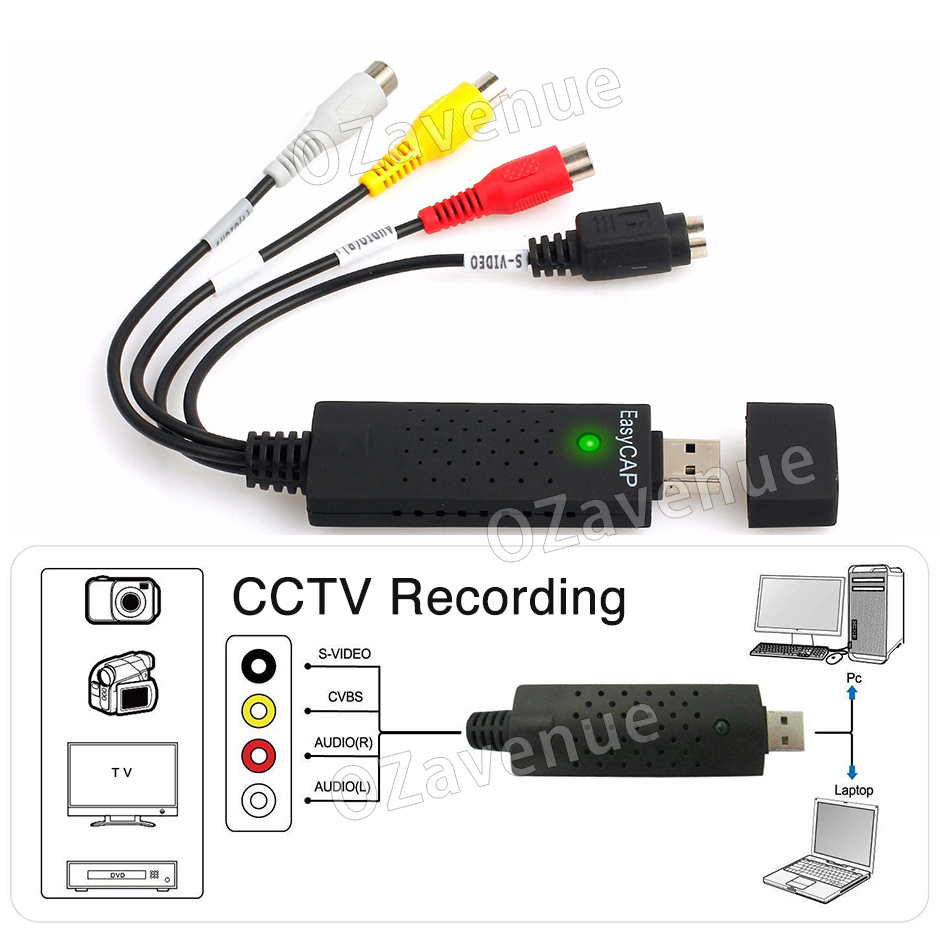 USB 2.0 VHS Tapes Tape to DVD VCR Audio Video Converter Capture Card