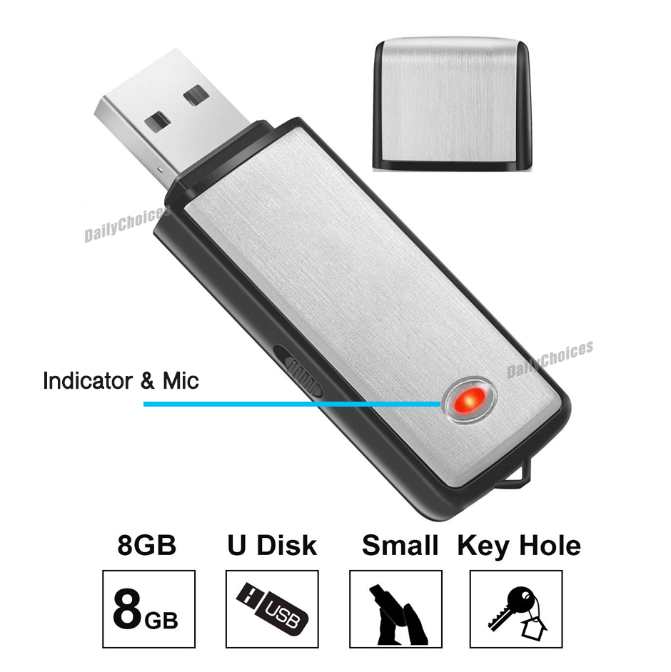 Mini 8GB USB Disk Pen Flash Drive Digital Audio Voice Recorder 15 hrs