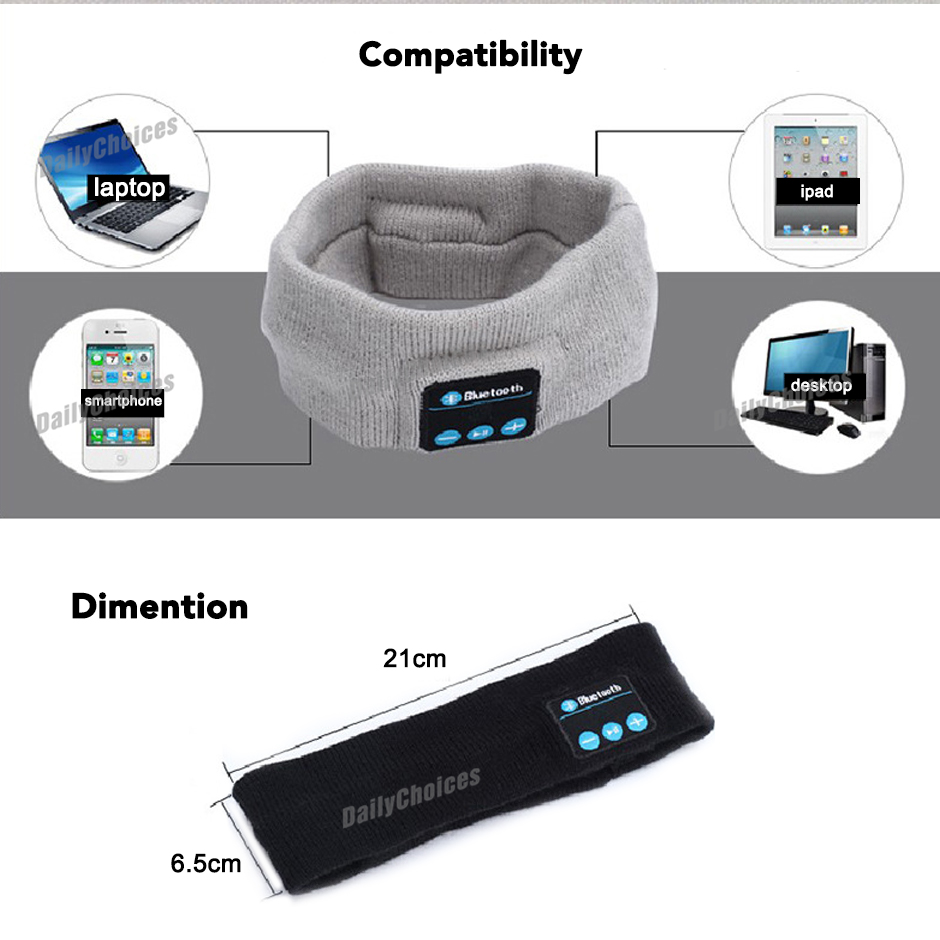 Bluetooth Wireless Stereo Headphone Head Band Sleep Headset Sports
