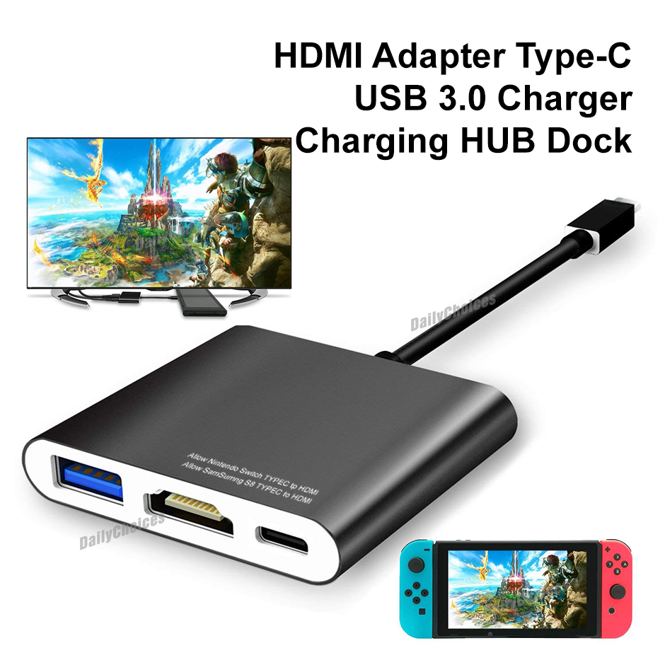 Portable TypeC to HDMI Adapter Hub Dock Converter For Nintendo Switch
