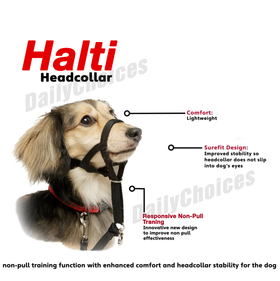 Dogalter Dog Halter Halti Training Head Collar Gentle Leader Harness Nylon Black