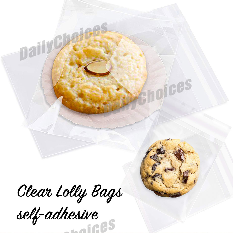 Plain Clear Lolly Bags selfadhesive cello lollies candy treats bulk