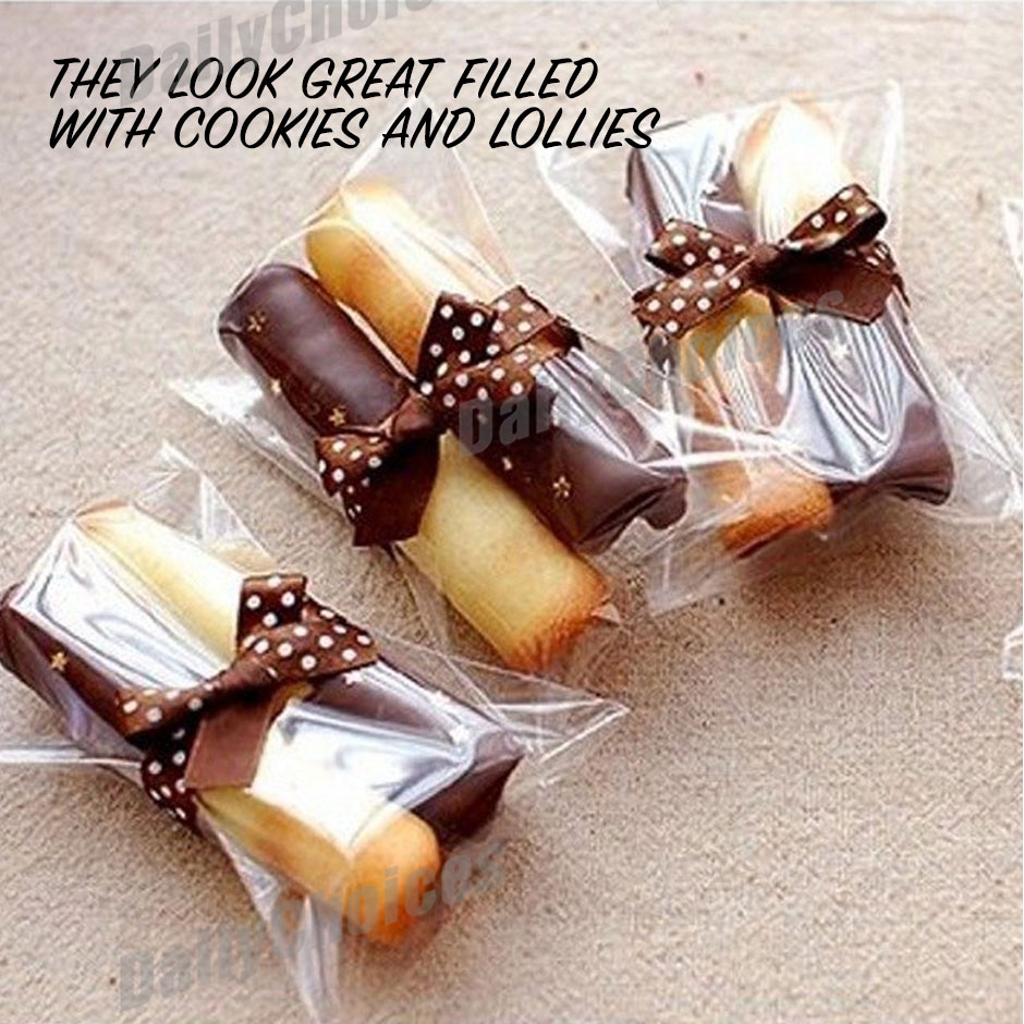 Plain Clear Lolly Bags selfadhesive cello lollies candy treats bulk